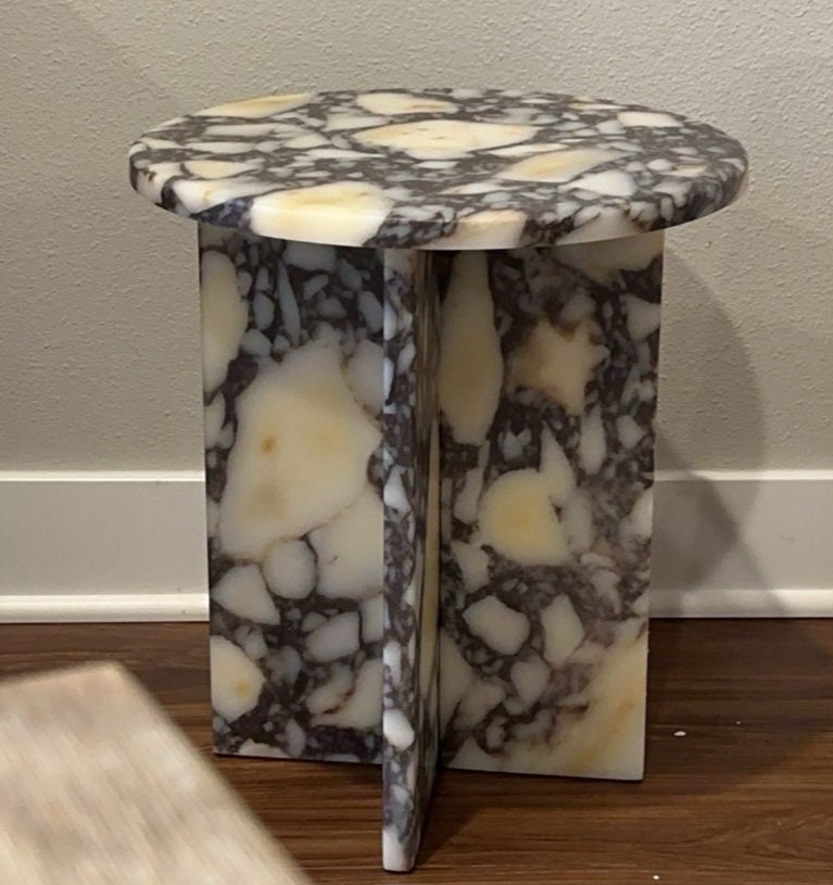 Calacatta Viola Marble Side Table: Modern End Table