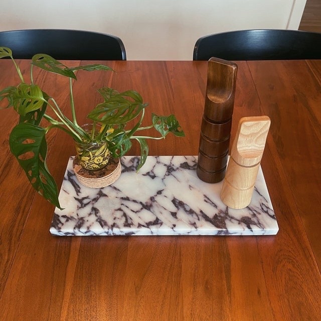 Handmade Calacatta Viola Marble Tray: Home Decor (11.8x7 inches)