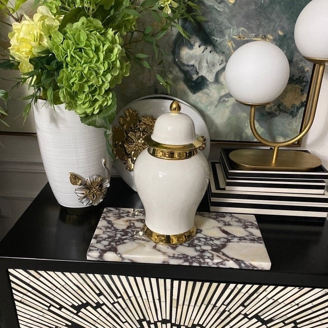 Handmade Calacatta Viola Marble Tray: Home Decor (11.8x7 inches)