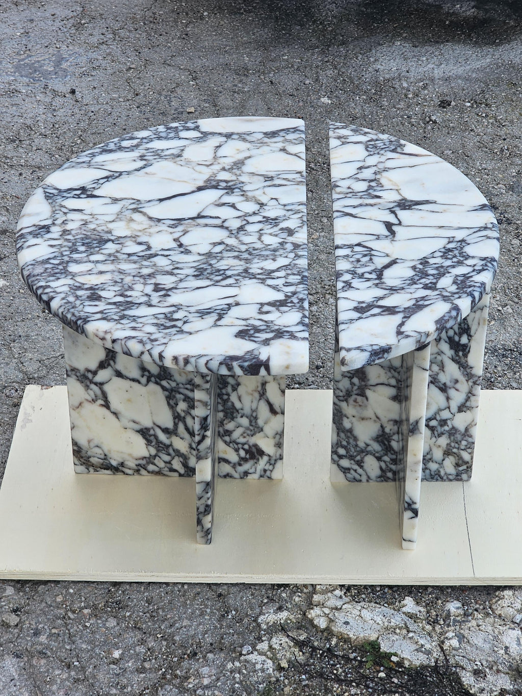 Calacatta viola coffe table -luxury table -2 piece half moon