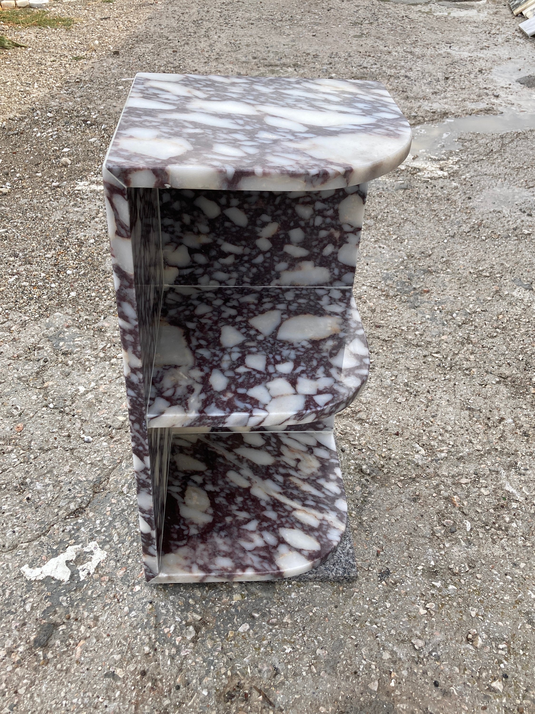 Handmade Calacatta Viola Marble Nightstand with Shelf (23.6x11.8)