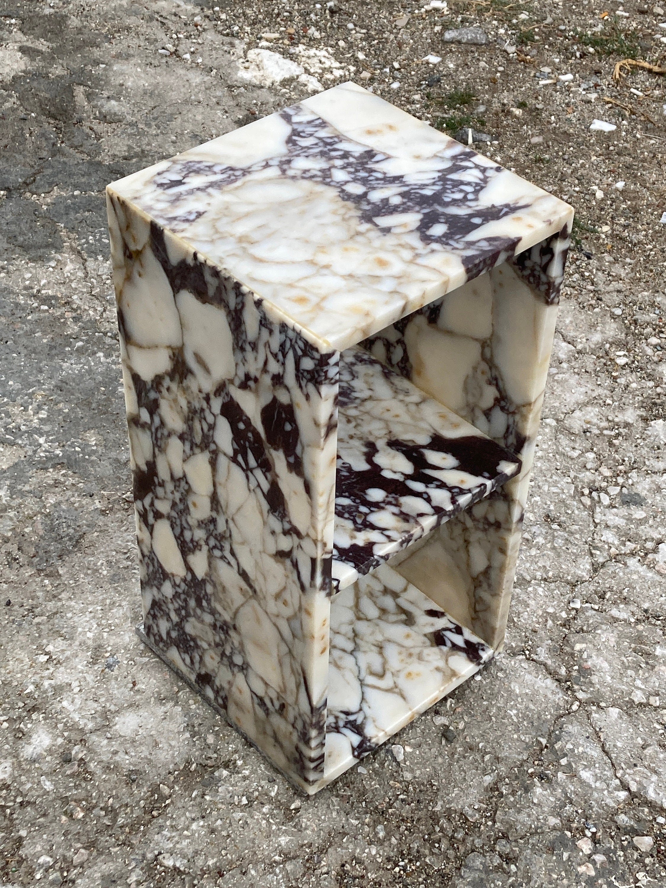 Calacatta Viola Marble Nightstand-Side Table -Shelves Table