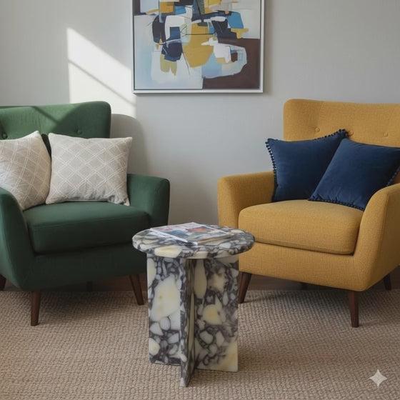 Calacatta Viola Marble Side Table: Modern End Table