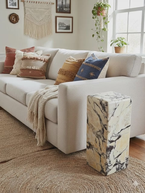 Calacatta Viola Marble Cube Table-End Table-Side Table