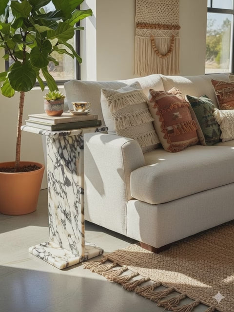 Calacatta Viola Marble End Table-Side Table-Home Decoration