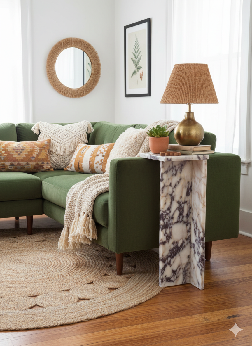 Calacatta Viola Marble ,Side Table ,Marble Decor