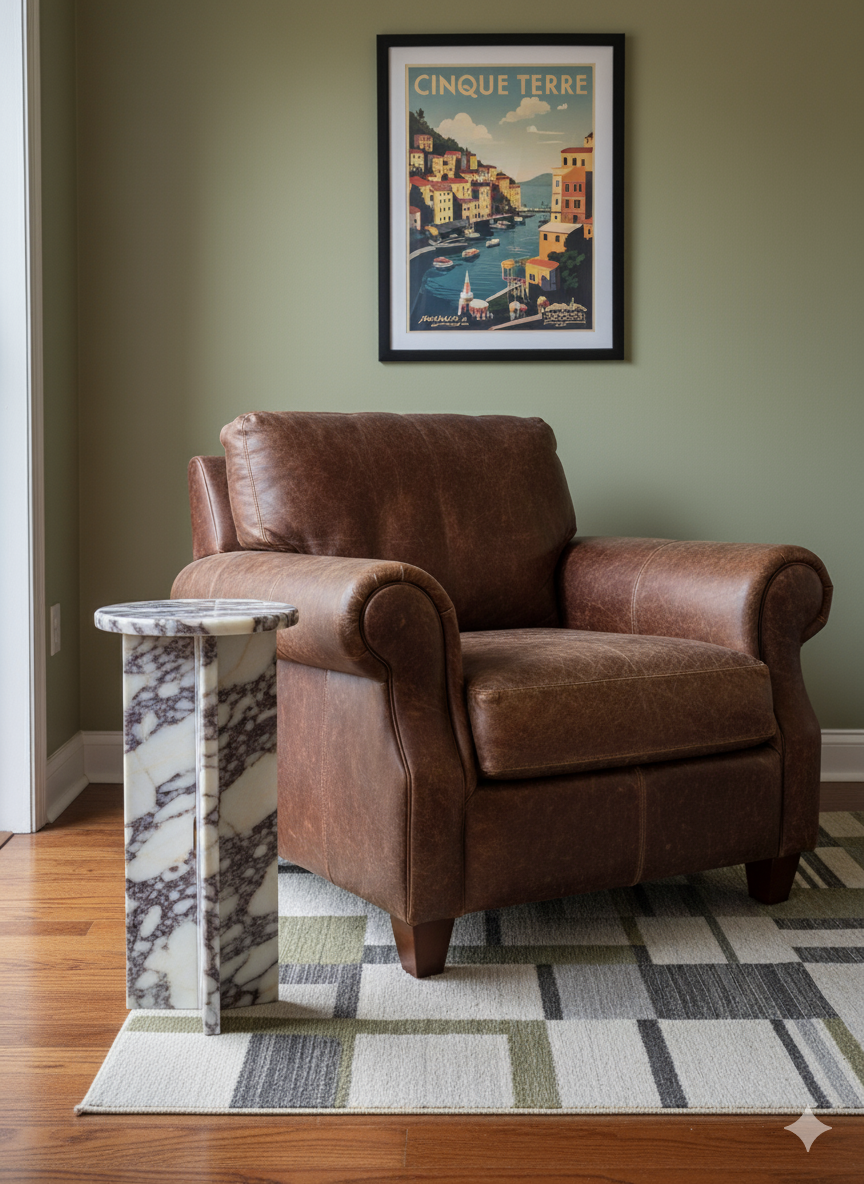 Calacatta Viola Marble Side Table-Real Stone-Sofa End Table