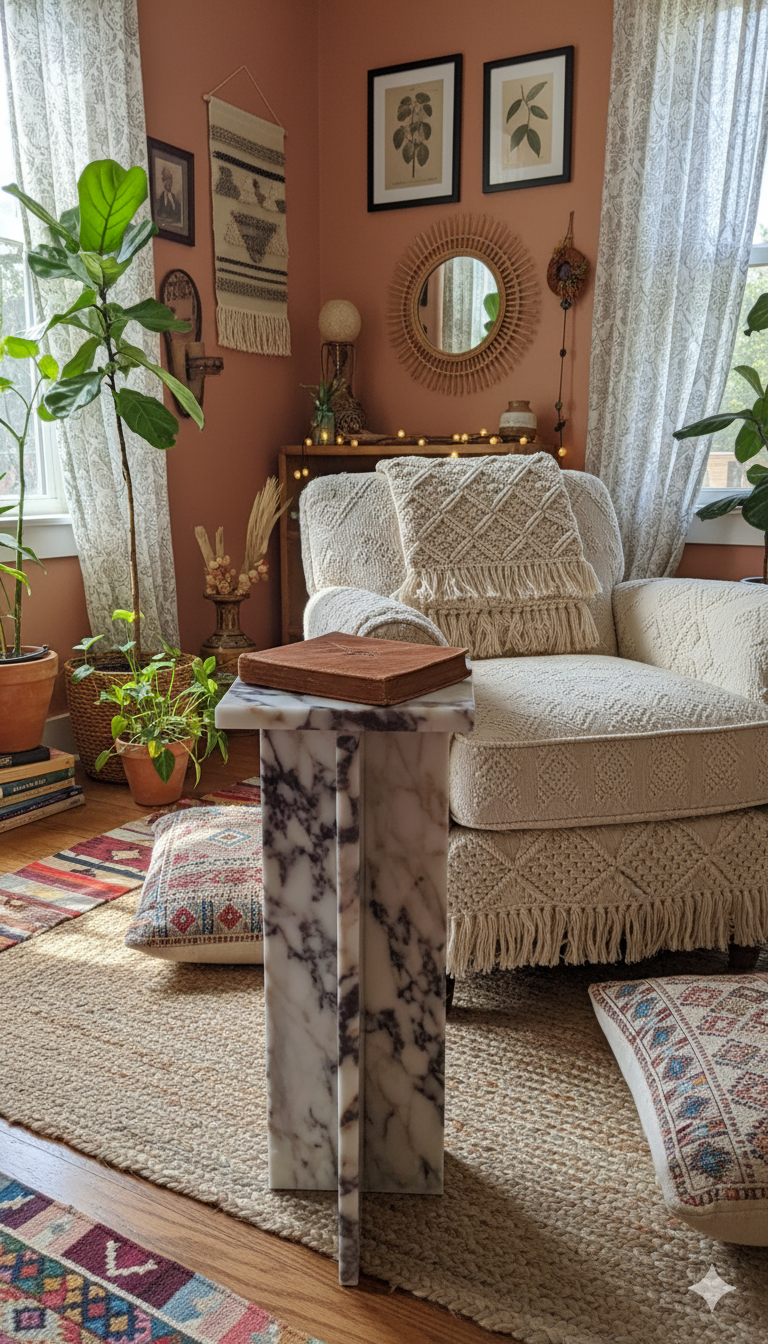 Calacatta Viola Marble ,Side Table ,Marble Decor