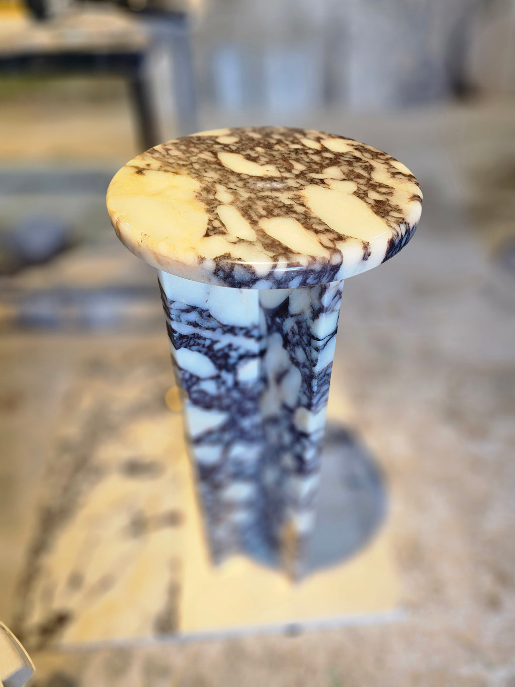 Calacatta Viola Marble Side Table-Real Stone-Sofa End Table