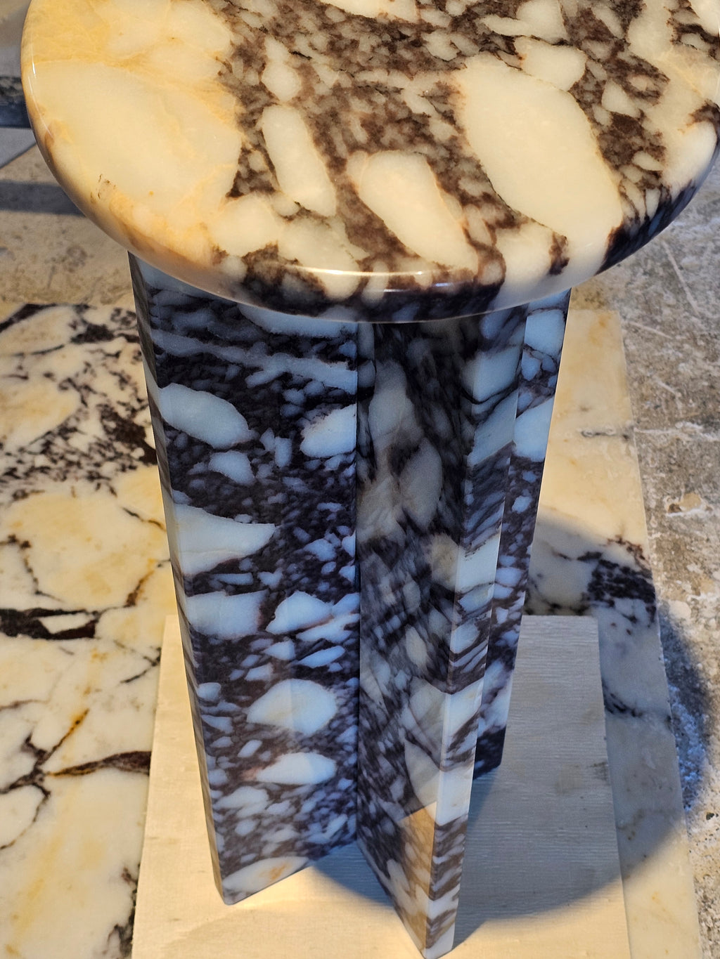 Calacatta Viola Marble Side Table-Real Stone-Sofa End Table