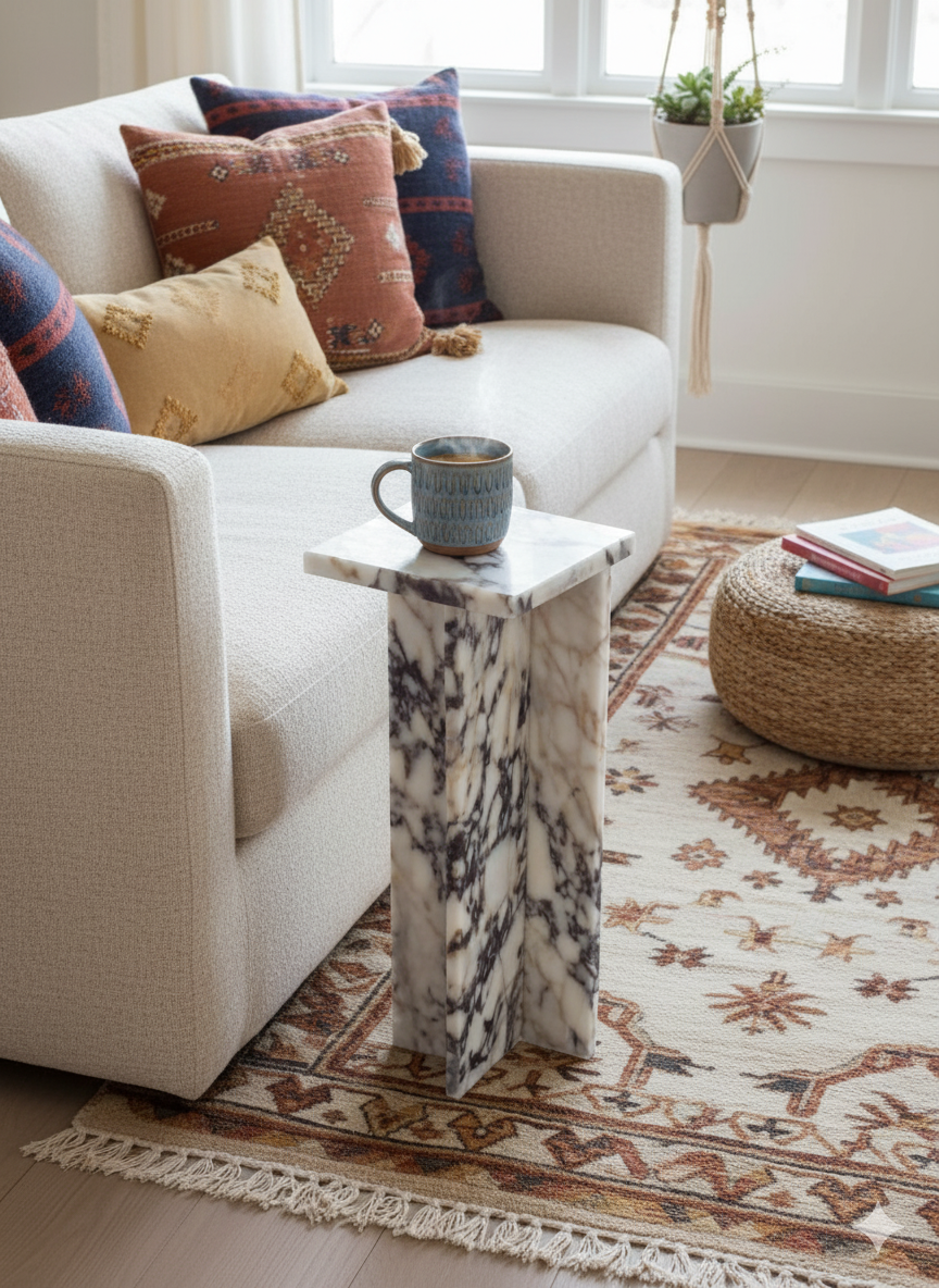 Calacatta Viola Marble ,Side Table ,Marble Decor