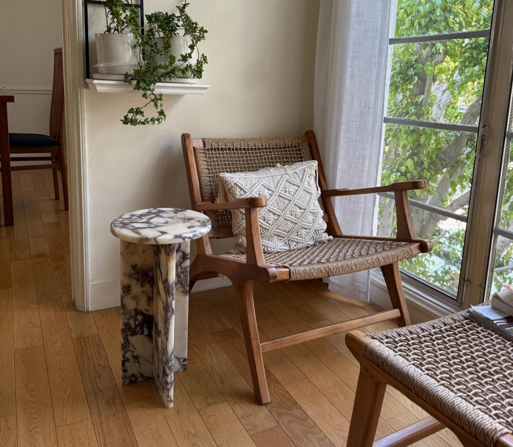 Calacatta Viola Marble Small Modern Side Table-Best Selling Model