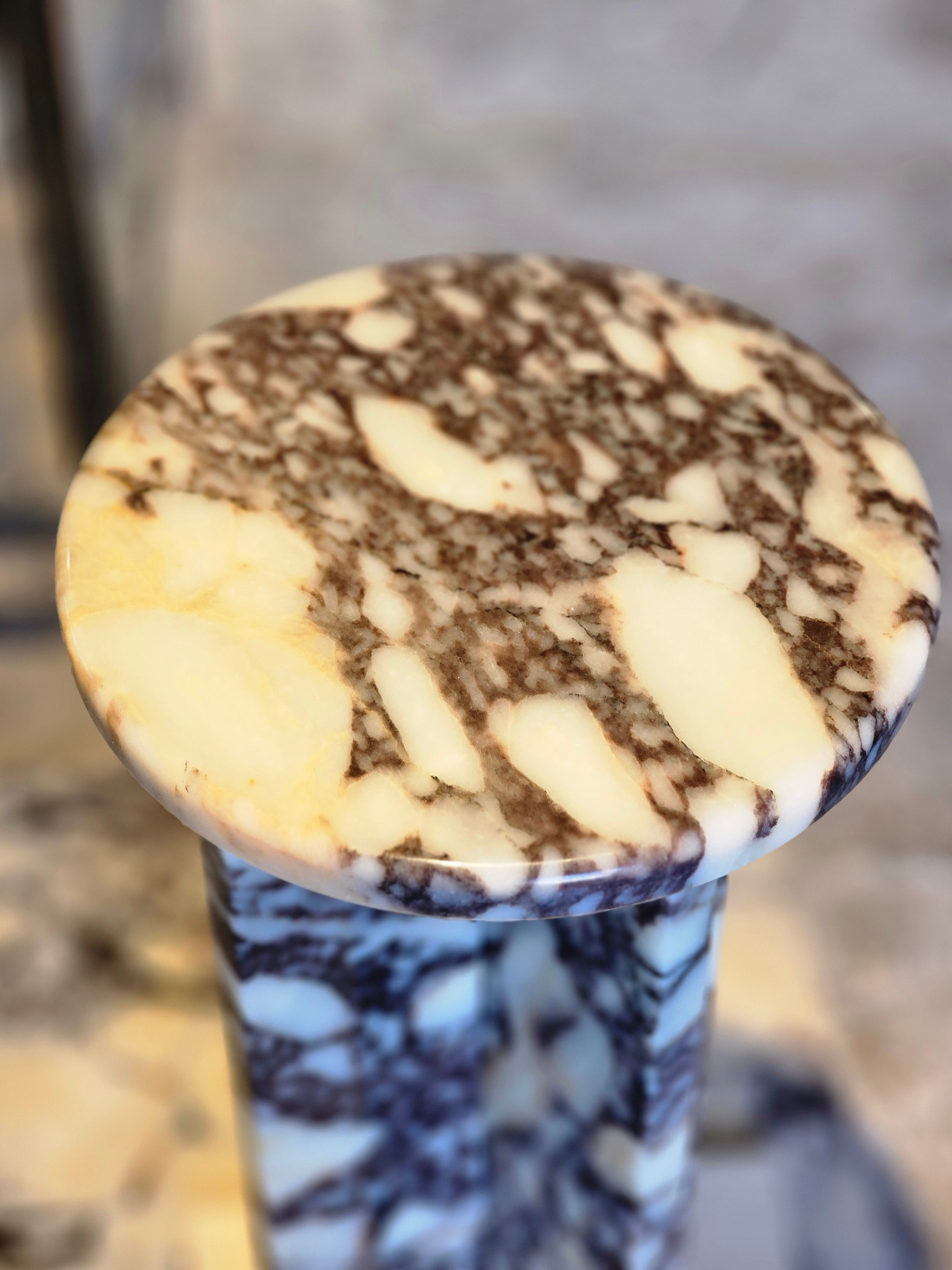 Calacatta Viola Marble Side Table-Real Stone-Sofa End Table