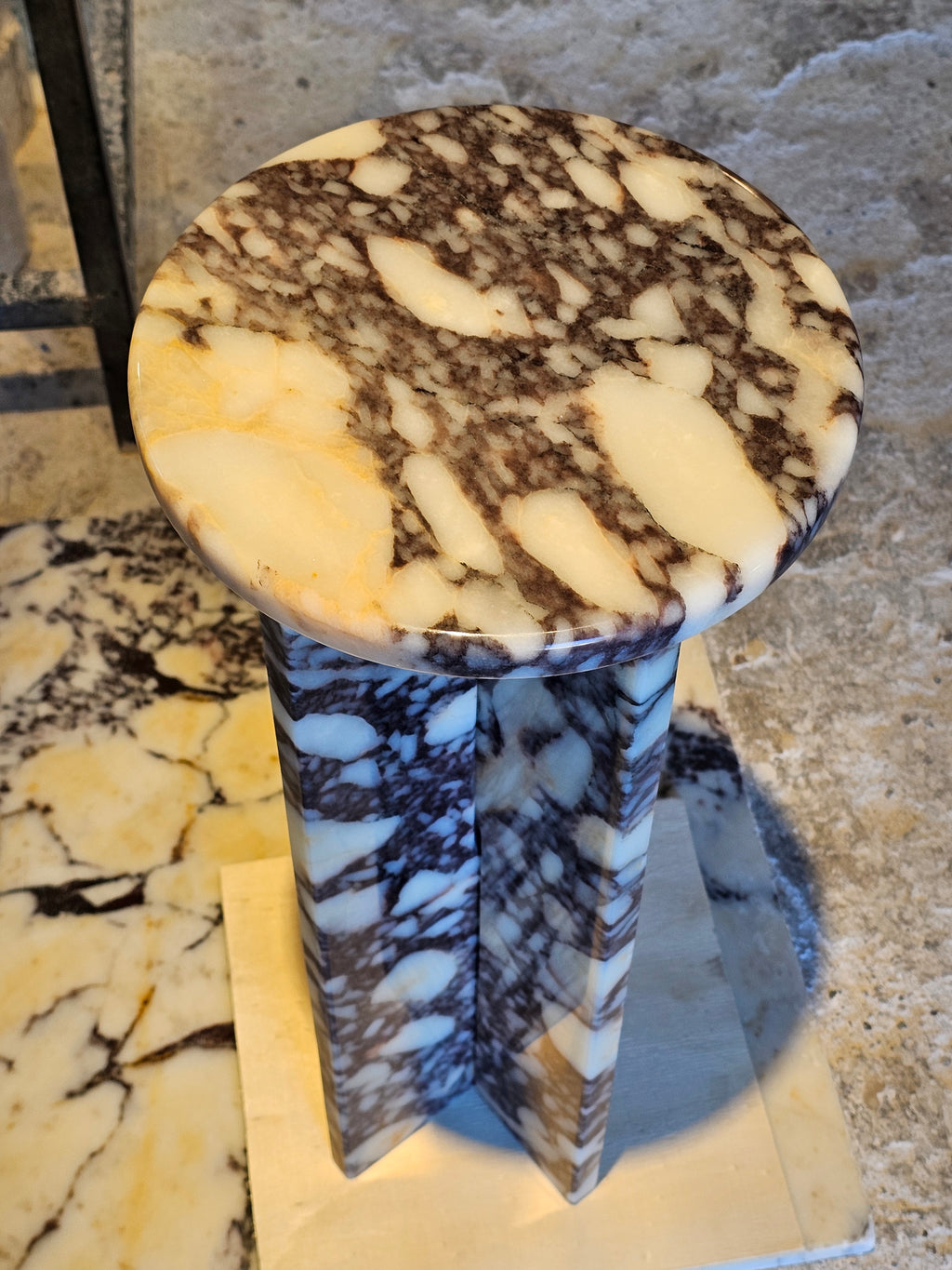 Calacatta Viola Marble Side Table-Real Stone-Sofa End Table